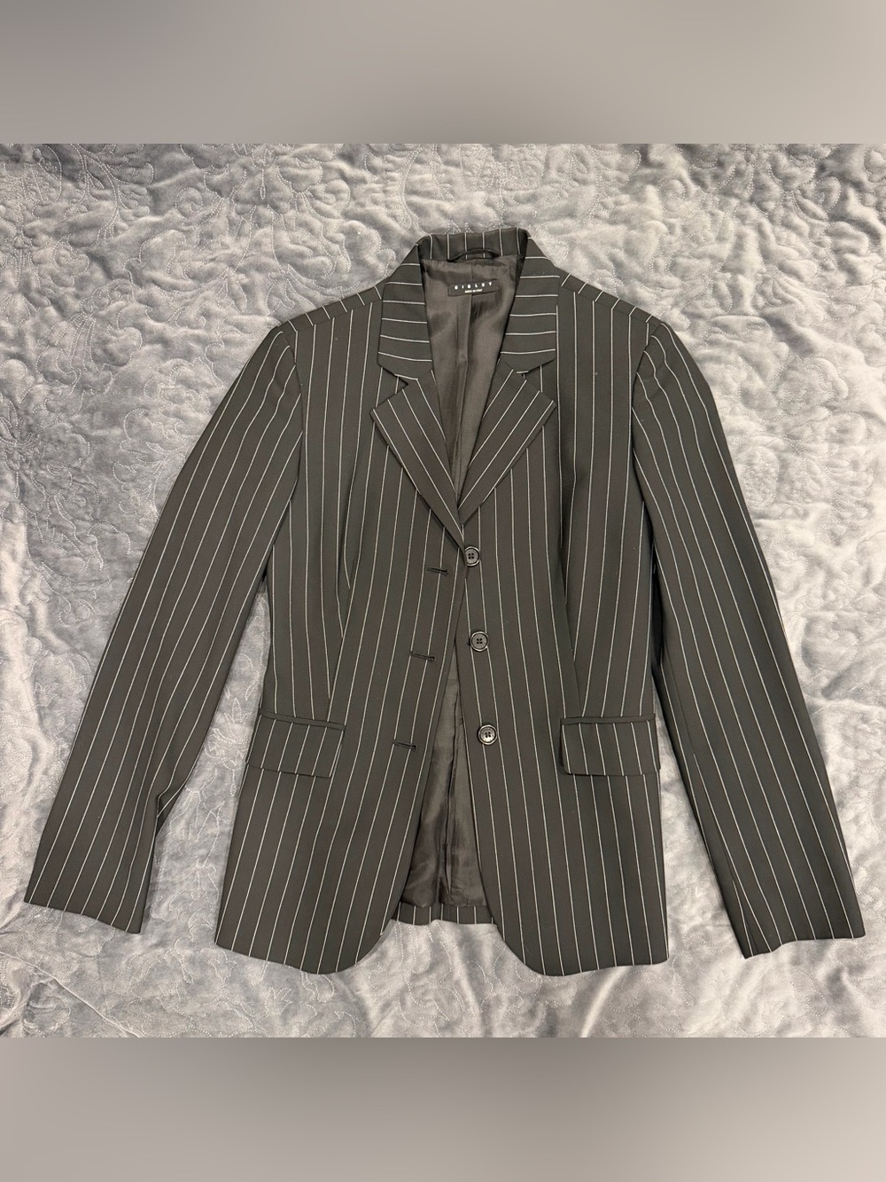 Sisley Dark Brown Pinstripe Tailored Blazer
